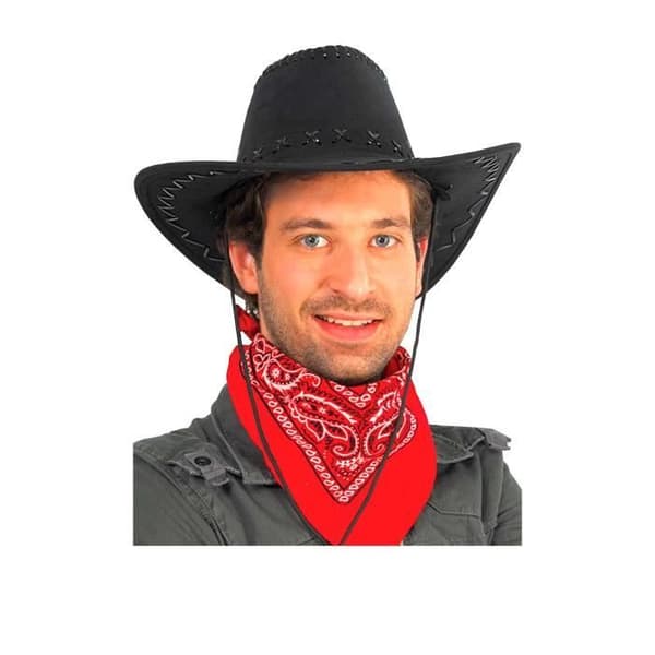 Svart cowboyhatt för karneval och fester med cowboy- och indiska tema. Indiska eller cowboytillbehör är idealiska