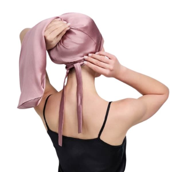 INF Lång sovmössa 100% mullbärssilke Rosa
