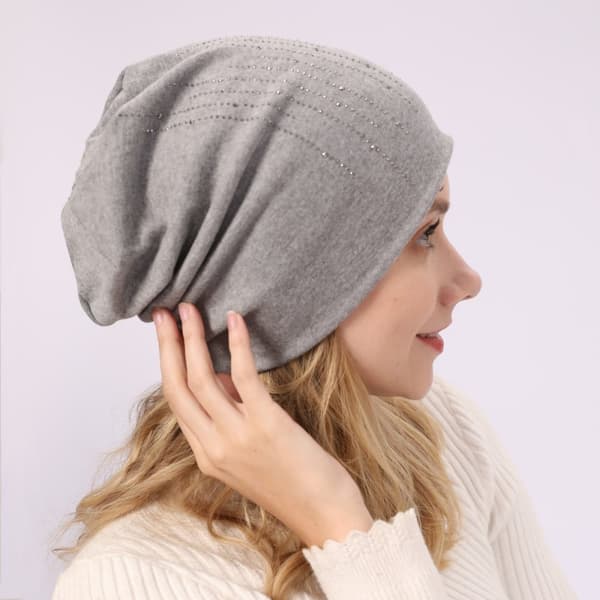INF Rhinestone udsmykket dobbeltlags bomuldsbeanie