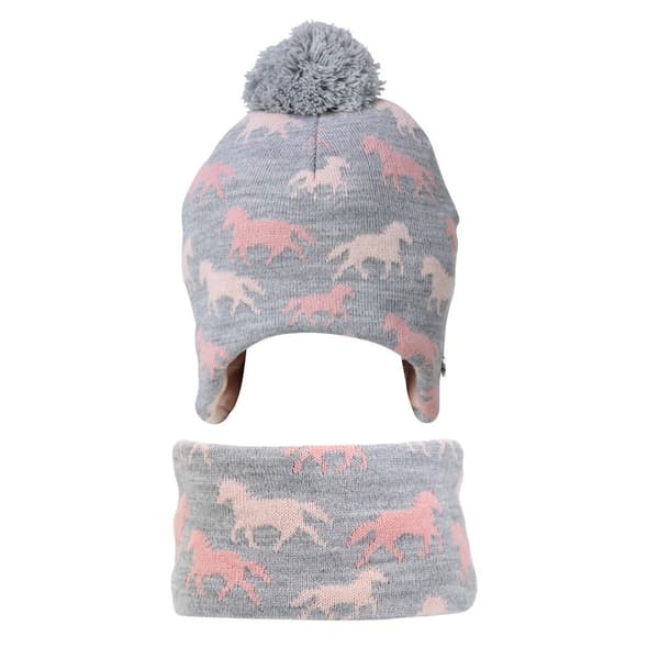 HyFASHION Childrens/Kids Flaine Horse Hat & Headband Set Grey One Size