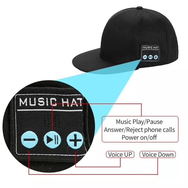 INF YX2 Bluetooth-kuulokkeiden baseball-lippis - musta Musta0