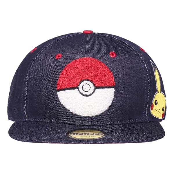 Pokemon Pokeball Ball Denim Snapback Baseball Cap One Size