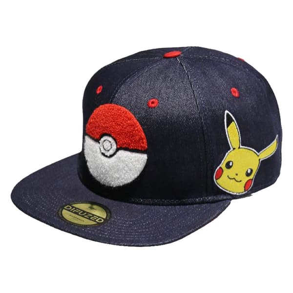 Pokemon Pokeball Ball Denim Snapback Baseball Cap One Size