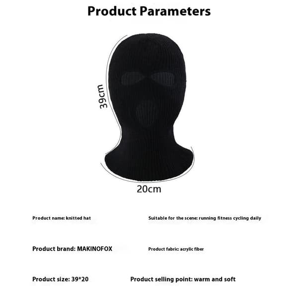 Vinter fuld ansigtsmaske Tre-huls Balaclava strikket hue hals damask - Khaki