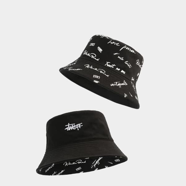 INF Unisex Bucket Hat Sort med hvid tekst