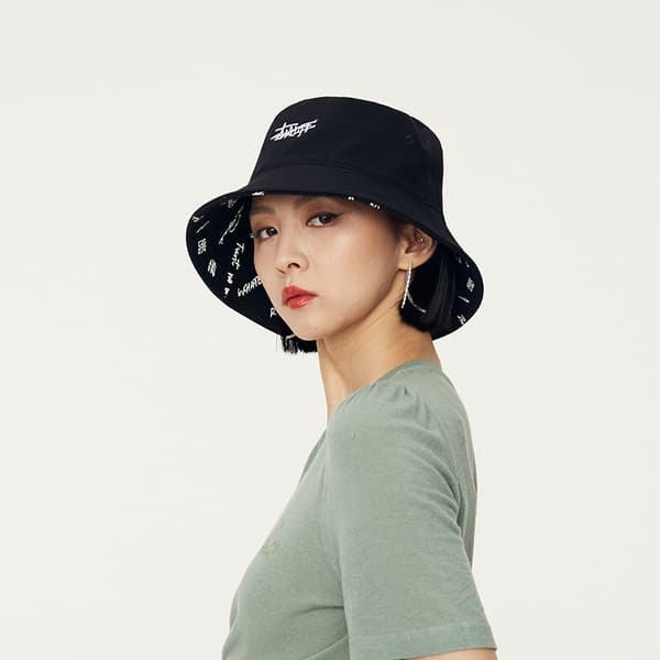 INF Unisex Bucket Hat Sort med hvid tekst