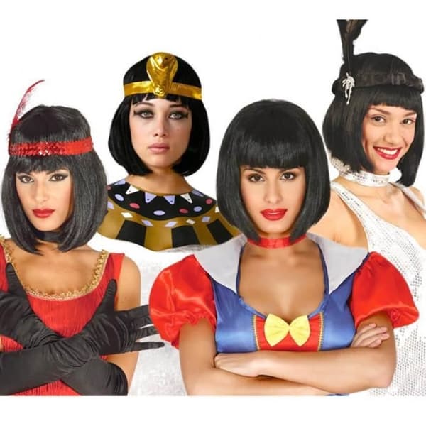 Peruk - Charleston - Cleopatra - Kvinna - Svart - Kostymaccessoar - Karneval