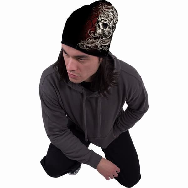 Spiral Skull Shoulder Wrap Beanie