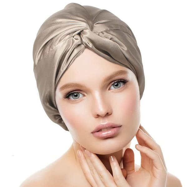 INF 100% Mulberry Silk Sovehue til Kvinder, Dobbelt Lag Silke Nattesovehue