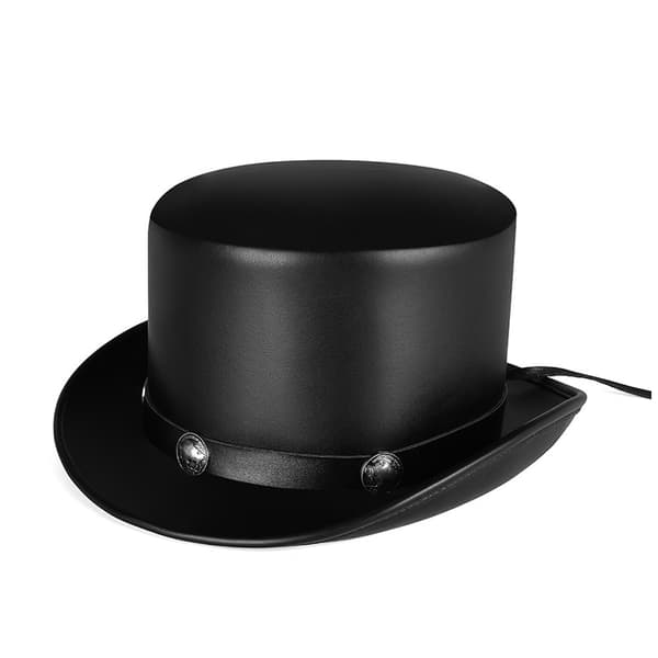 INF Høj hat i PU-læder - Vintage stil gentleman hat