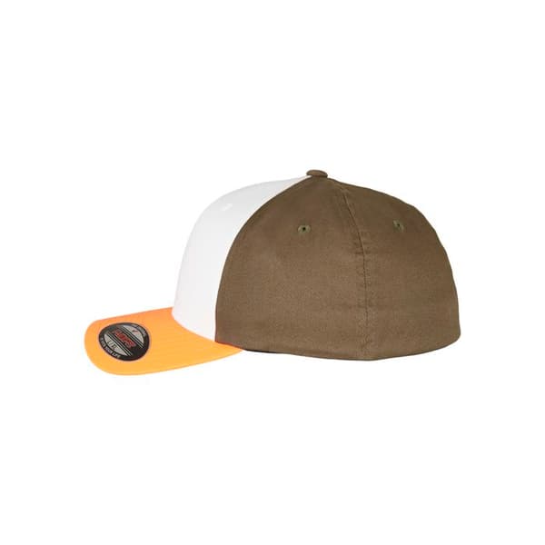 Keps - Flexfit - 3-Färgad - Neonorange/Vit/Olive - Unisex - Vår/Sommar