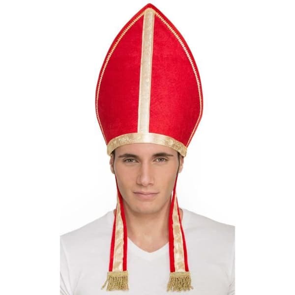 Red Bishop Hat - Tillbehör för karneval och religiösa temakvällar