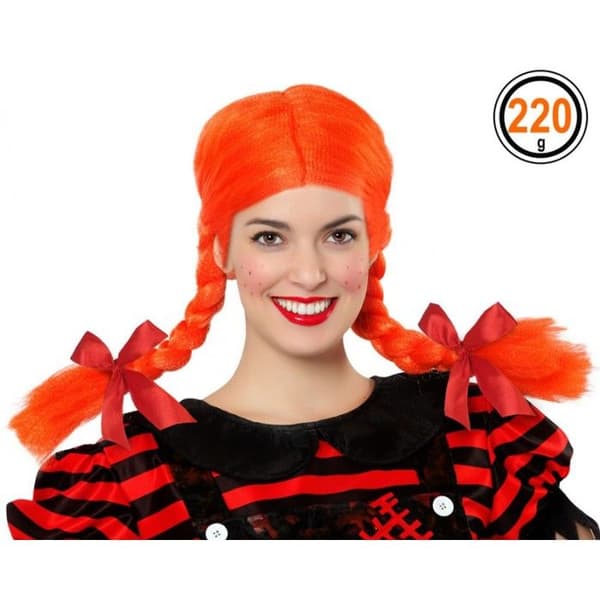 Perruk Flicka Busig Orange