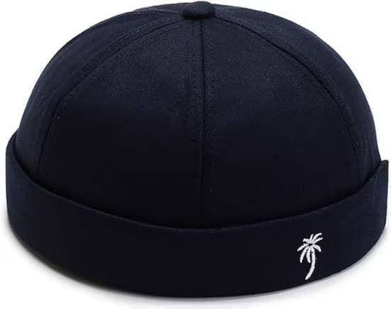 Broderad Solhatt Hip-Hop Bomullssolhatt Docker-hatt Fiskarmössa Sotarmössa Mörkblå