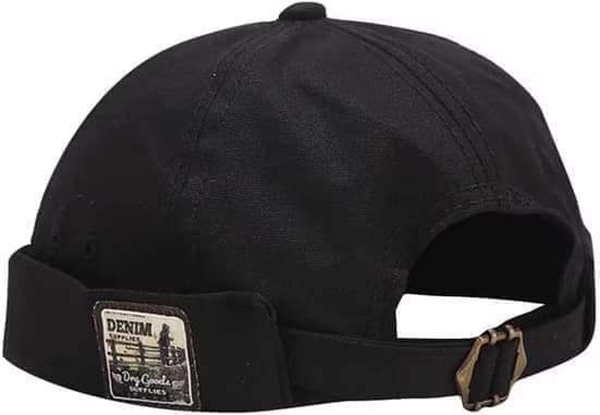 Kasket, Skipper's Hat, 100% Bomuld, Kort Flad Kasket Beanie Docker Sort