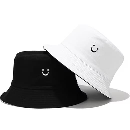 Fiskarhatt Tvåsidig Bucket Hat med Smile - Unisex Solhatt för Sommar