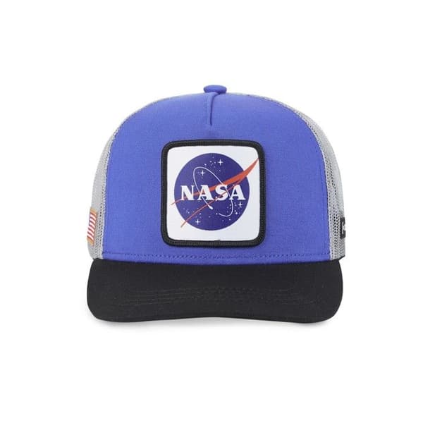 Nasa Truckerkeps i mikrofiber för män - CAPSLAB - Blå - Broderad lapp - Grå Mesh