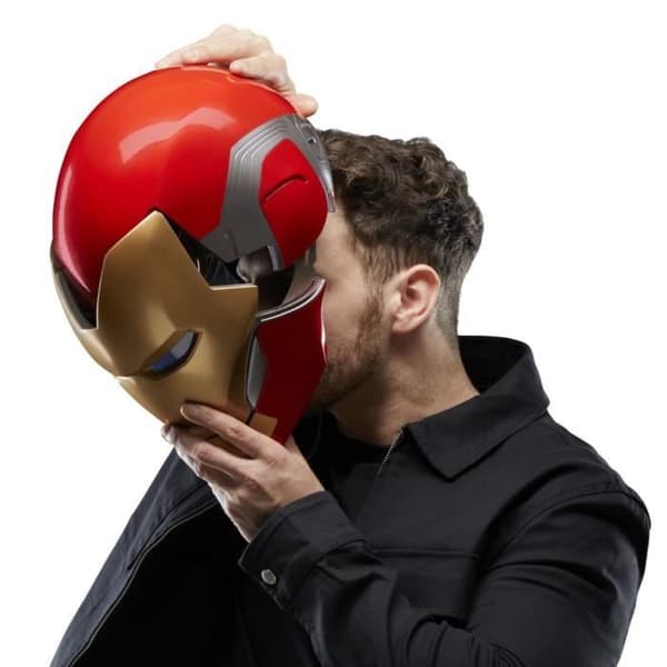Iron Man elektronisk hjälm, med ljuseffekter, Premium Cosplay-leksak för vuxna, Marvel Legends-serien
