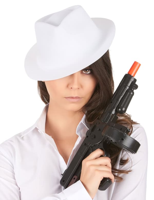 Hvid gangsterhat til voksne.Size-One size