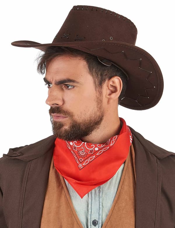 Brun cowboyhat med ruskindseffekt til voksne.Size-One size