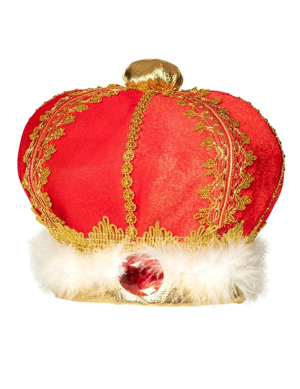Rød og guld kongekrone til voksne.Size-One size