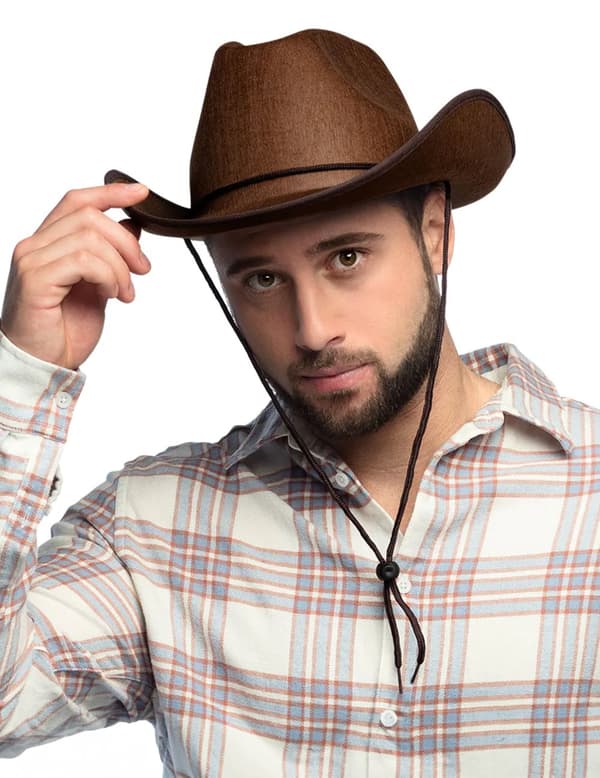 Brun cowboyhat til voksne.Size-One size