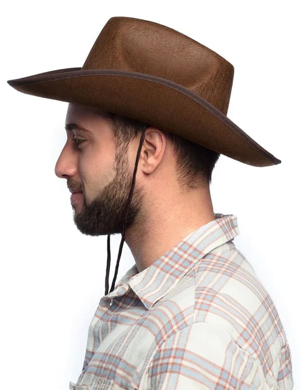 Brun cowboyhatt for voksne.Size-One size
