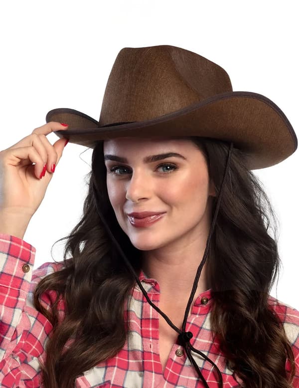 Brun cowboyhat til voksne.Size-One size