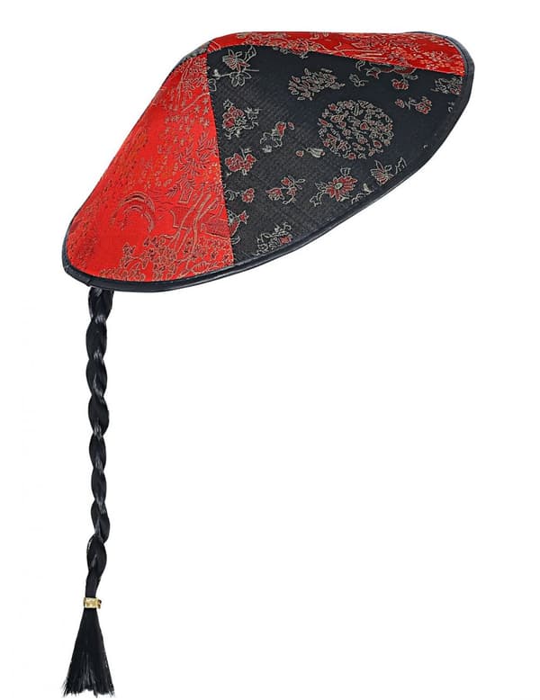 Kinesisk hat med sort fletning.Size-One size