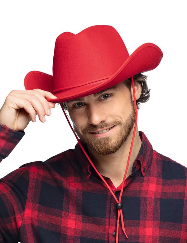 Rød cowboyhat til voksne.Size-One size