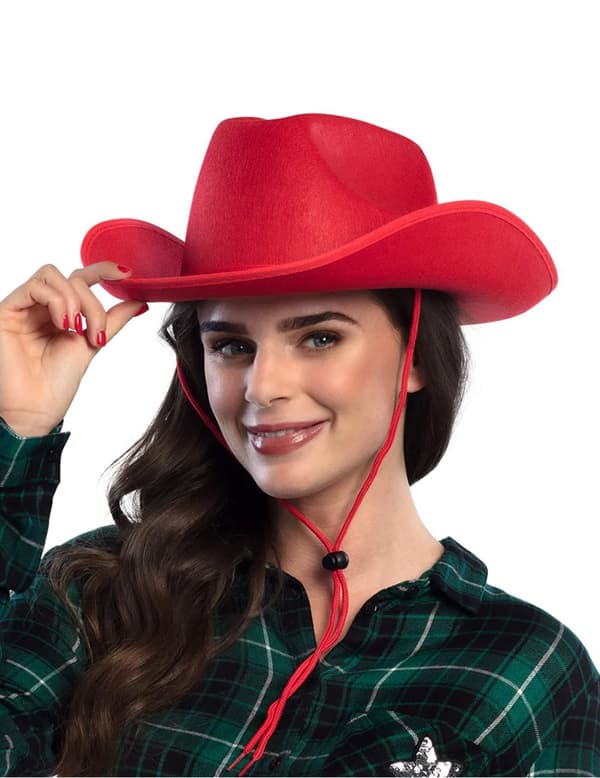 Rød cowboyhat til voksne.Size-One size