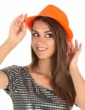 Miniatyrbilde 3 av 3: Borsalino lue med oransje paljetter for voksne.Size-One size