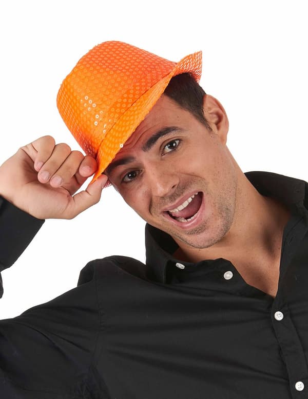 Borsalino lue med oransje paljetter for voksne.Size-One size