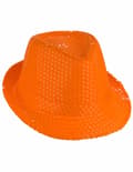 Miniatyrbilde 1 av 3: Borsalino lue med oransje paljetter for voksne.Size-One size