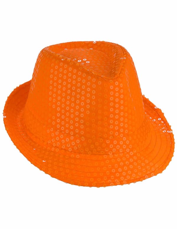 Borsalino lue med oransje paljetter for voksne.Size-One size