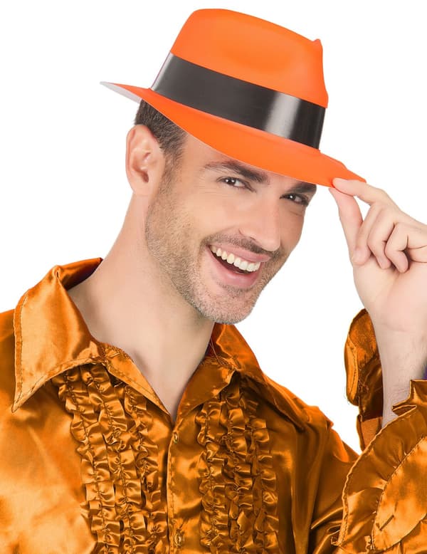 Neonorange gangsterhat voksen.Size-One size