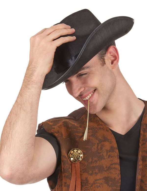 Sort cowboyhat til voksne.Size-One size