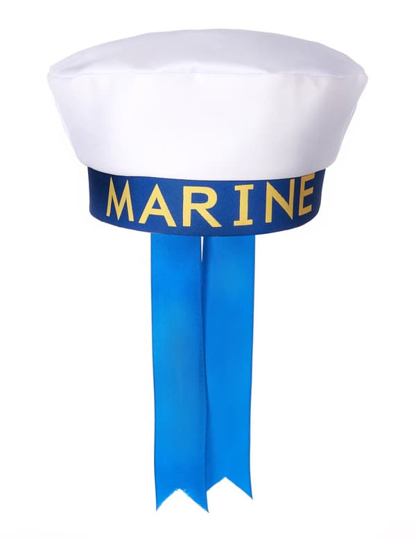 Hvid matroshat med blåt bånd til voksne.Size-One size