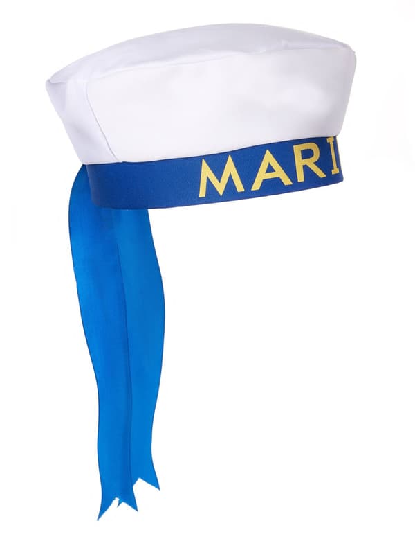 Hvid matroshat med blåt bånd til voksne.Size-One size