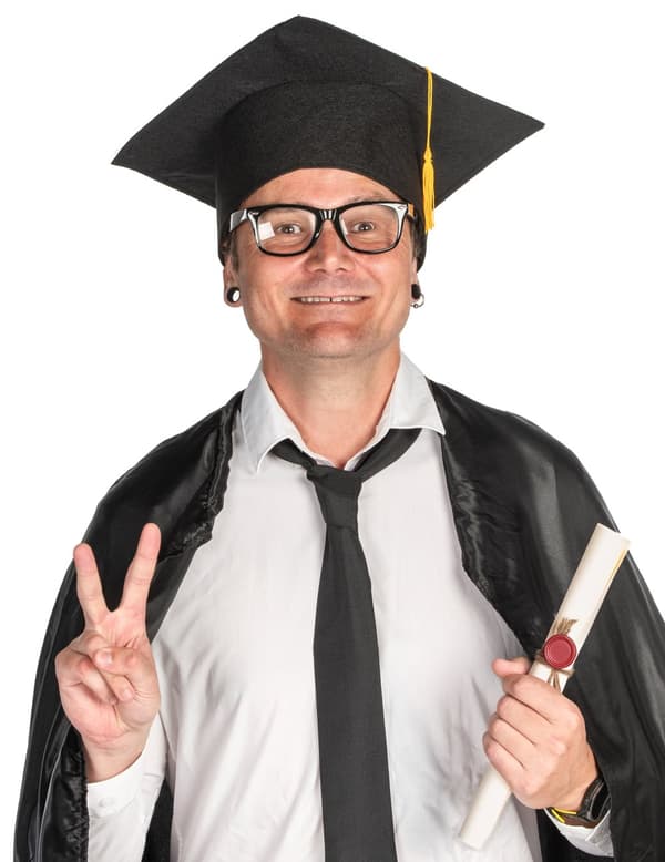 Sort studenterhue til voksne.Size-One size