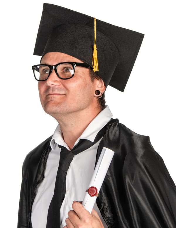 Sort studenterhue til voksne.Size-One size