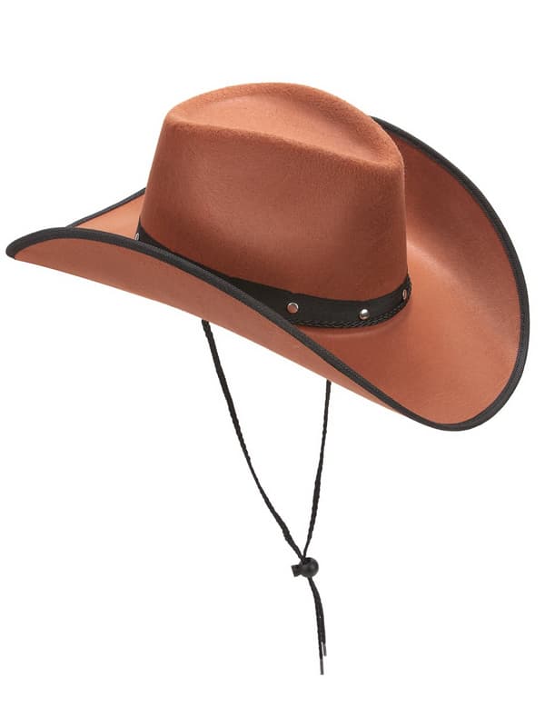 Brun cowboyhat med sorte kanter til voksne.Size-One size
