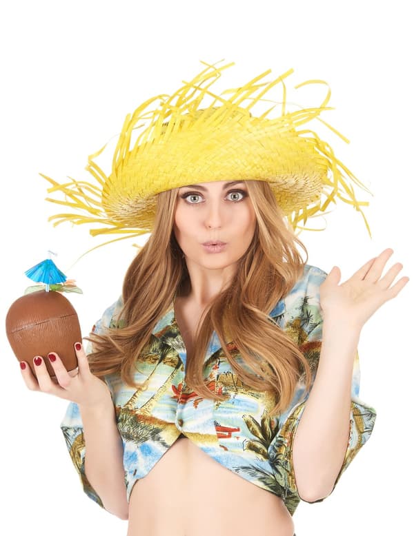 Gul Hawaiihat Voksen.Size-One size