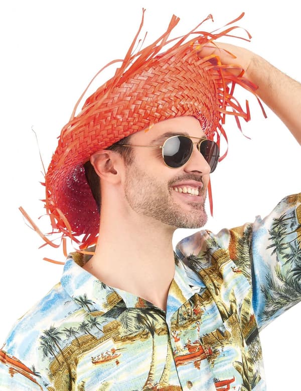 Orange Hawaiihat Voksen.Size-One size