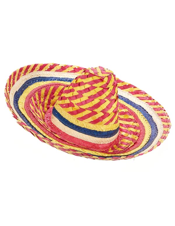 Mexicansk sombrero I gul og rød til voksne.Size-One size