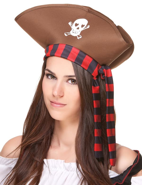 Brun piratlue for voksne.Size-One size