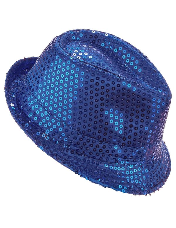 Borsalino hat med mørkeblå pailletter til voksne.Size-One size