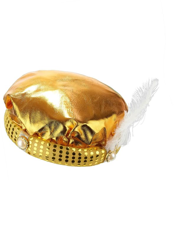 Guldfarvet sultan-turban til voksne.Size-One size