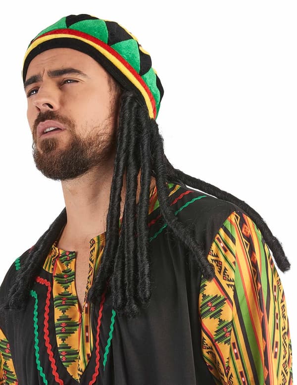 Rasta hue med dreadlocks til voksne.Size-One size