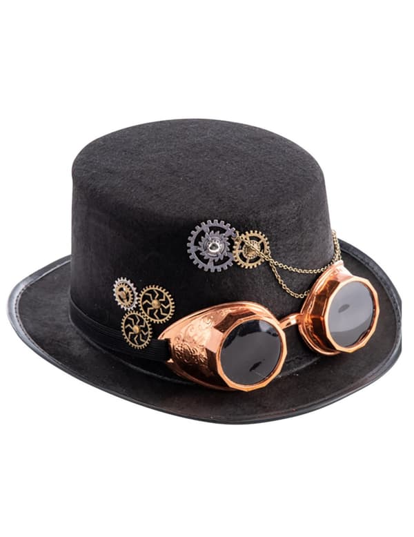 Musta Steampunk- silinterihattu aurinkolaseilla aikuiselle.Size-One size